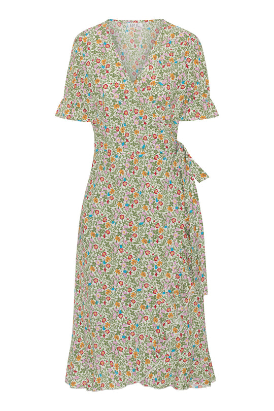 NaomiIC Langes Kleid - Grüner Blumenmuster