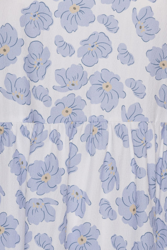 VilmaIC Kleid - Weiss Blau Dazzling Blumenmuster