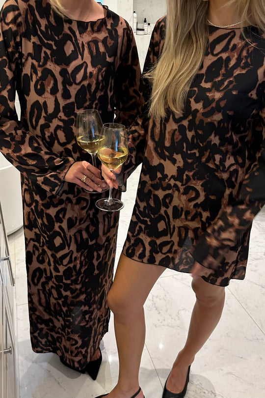 KlaraIC Langes Kleid - Leopardenmuster
