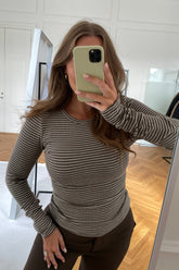 JXFreya Bluse - Braun Mit Weissen Streifen