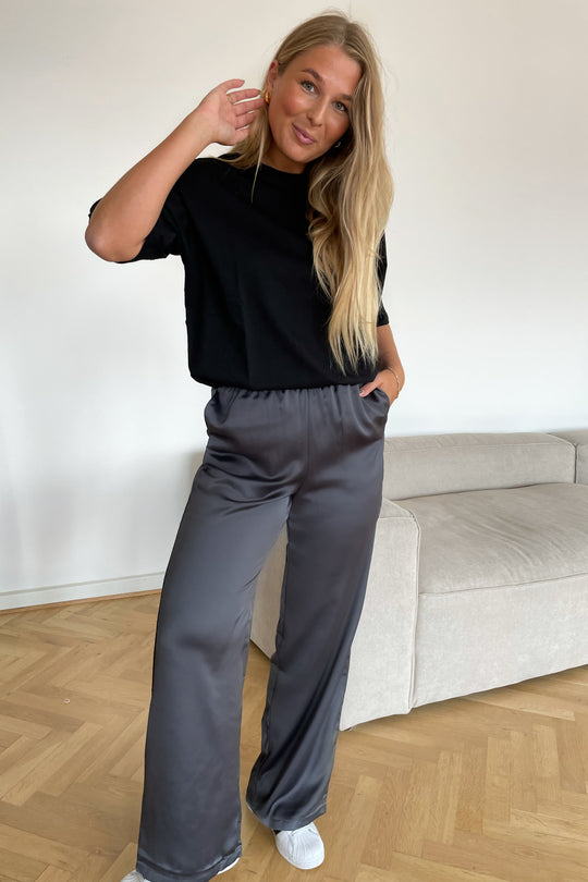 Kira Regular Satin Pants - Grey